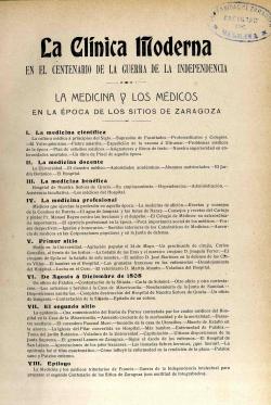 La Medicina y los Médicos en la Zaragoza de los Sitios