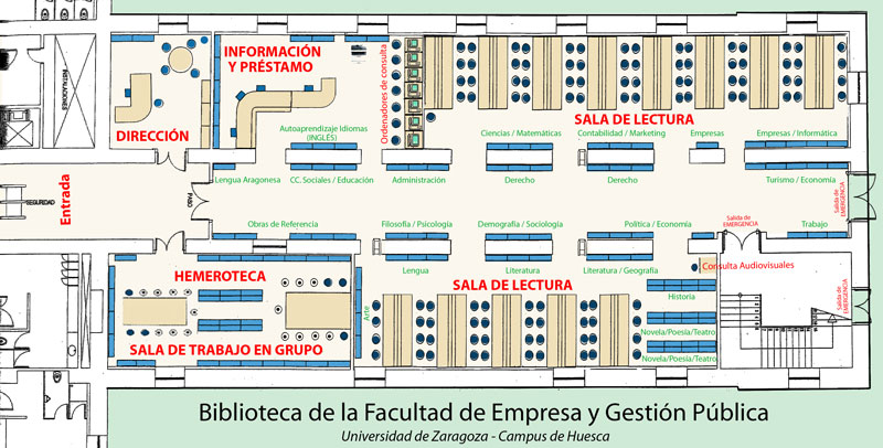 Plano de la Biblioteca de la Facultad de Empresa y Gestión Pública