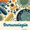 Cartel sobre el Día Internacional de la Inmunología con imagenes recreadas de células, bacterias, virus, etc.