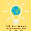 Cartel del Día Internacional de la Luz: Una bombilla con el planeta Tierra dentro