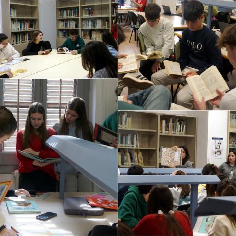 Estudiantes hacen prácticas en la biblioteca de la Facultad de Ciencias Humanas y de la Educación.