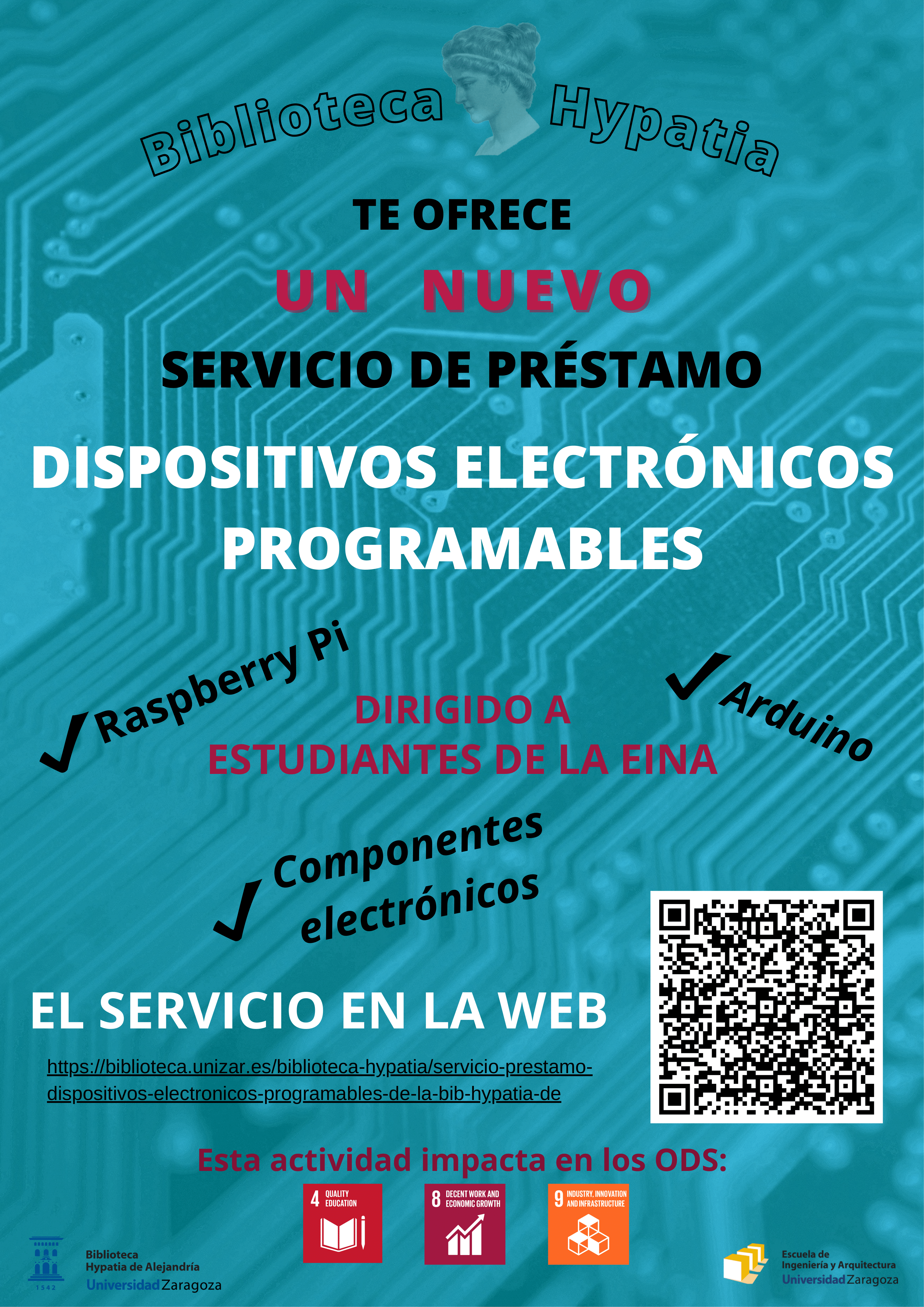 Cartel servicio préstamo dispositivos electrónicos